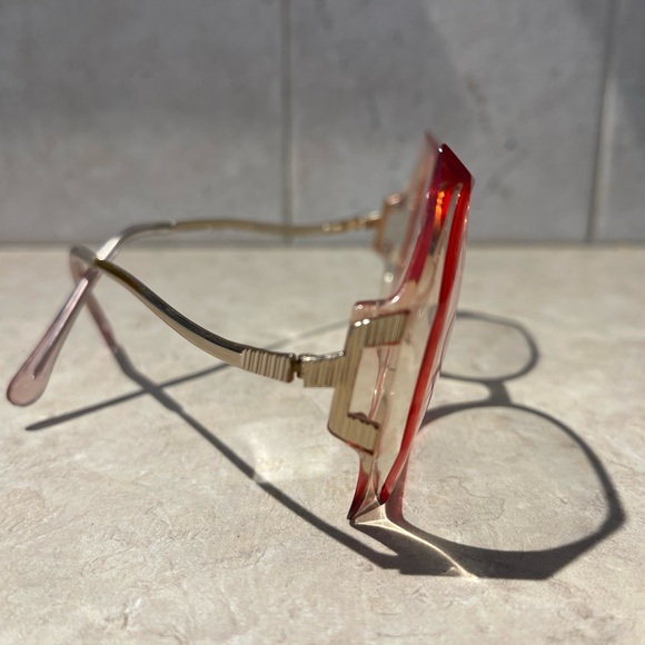 Vintage Oversized Glasses with Red Rimmed Frame - Picture 7 of 11